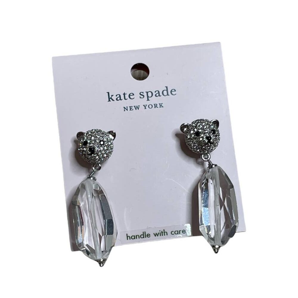 Kate Spade Arctic Polar Friends Polar Bear Glass Stone Drop Earrings